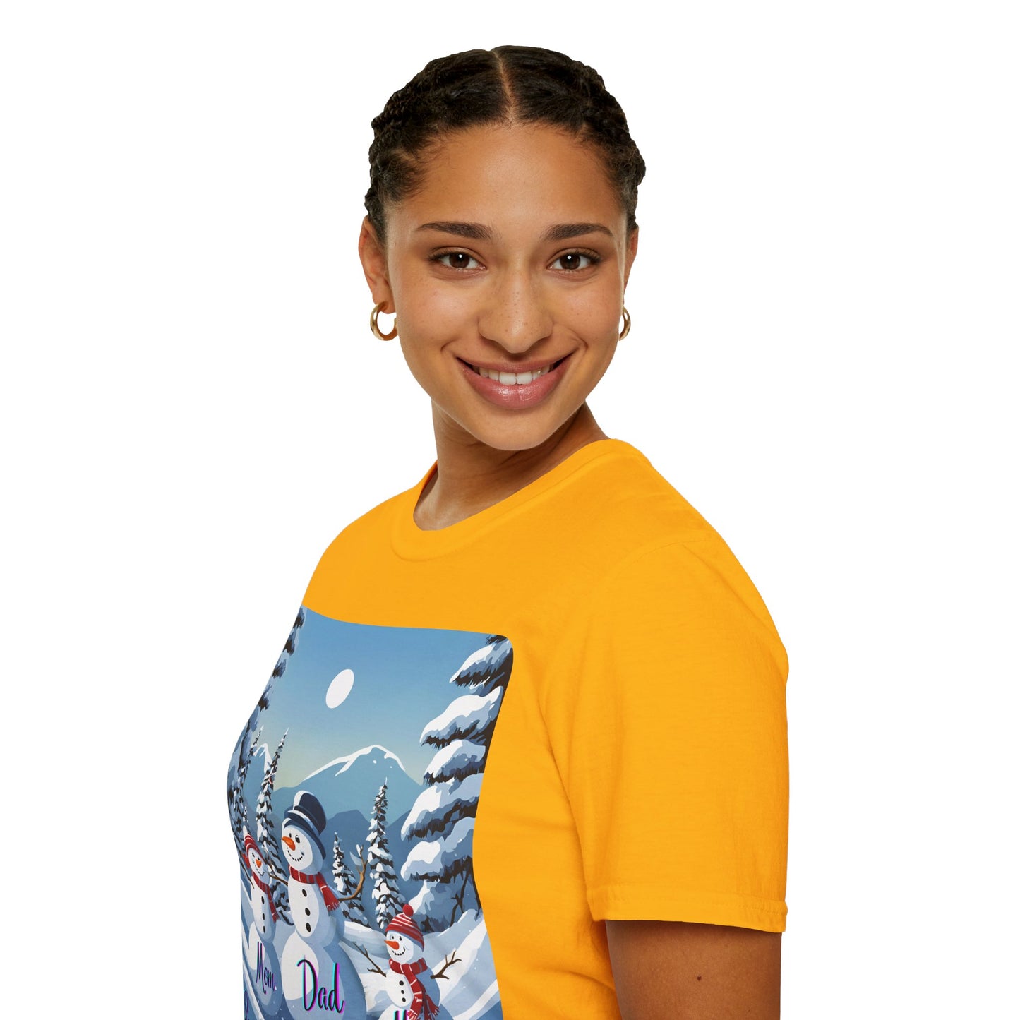 Snowman Family of 3 Light colors Unisex T-Shirt by cypherpunkgear.com