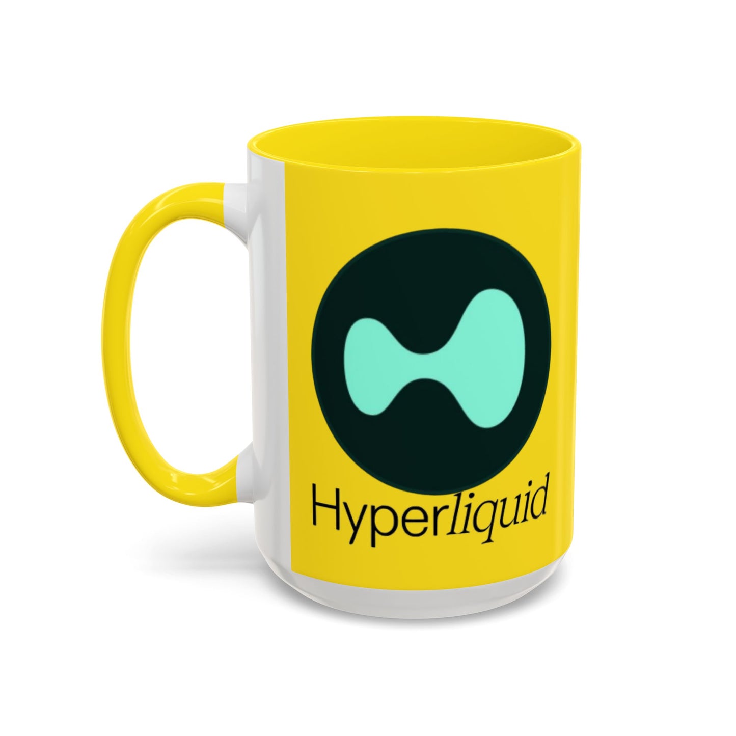 Hyperliquid Black font Yellow Accent Mug by cypherpunkgear.com