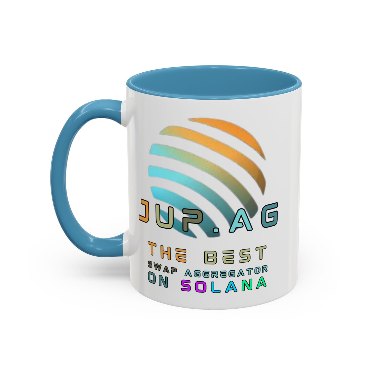 Jupiter (JUP) the best aggregator on Solana White Accent Mug by cypherpunkgear.com