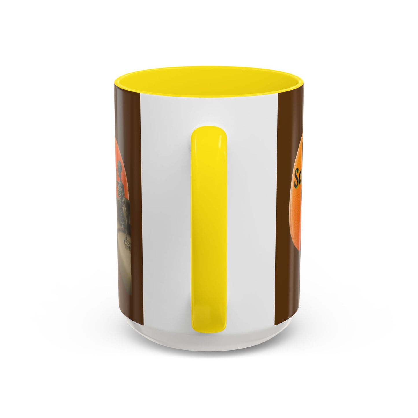 Is It Samhain Yet? Skeleton's Giant Pumpkin Brown Accent Mug by CreepyCrafts.boo