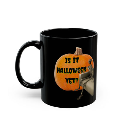 Is it Halloween yet? Skeleton's Giant Pumpkin Black Mug by CreepyCrafts.boo