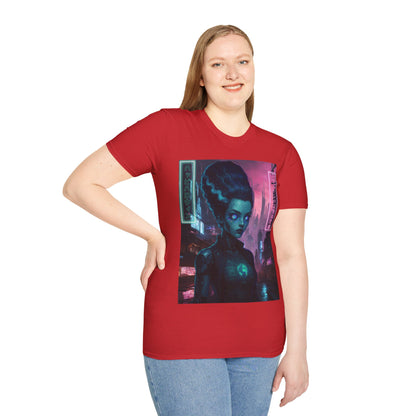 Neon Bride of Frankenstein Light colors Unisex T-Shirt by CreepyCrafts.boo