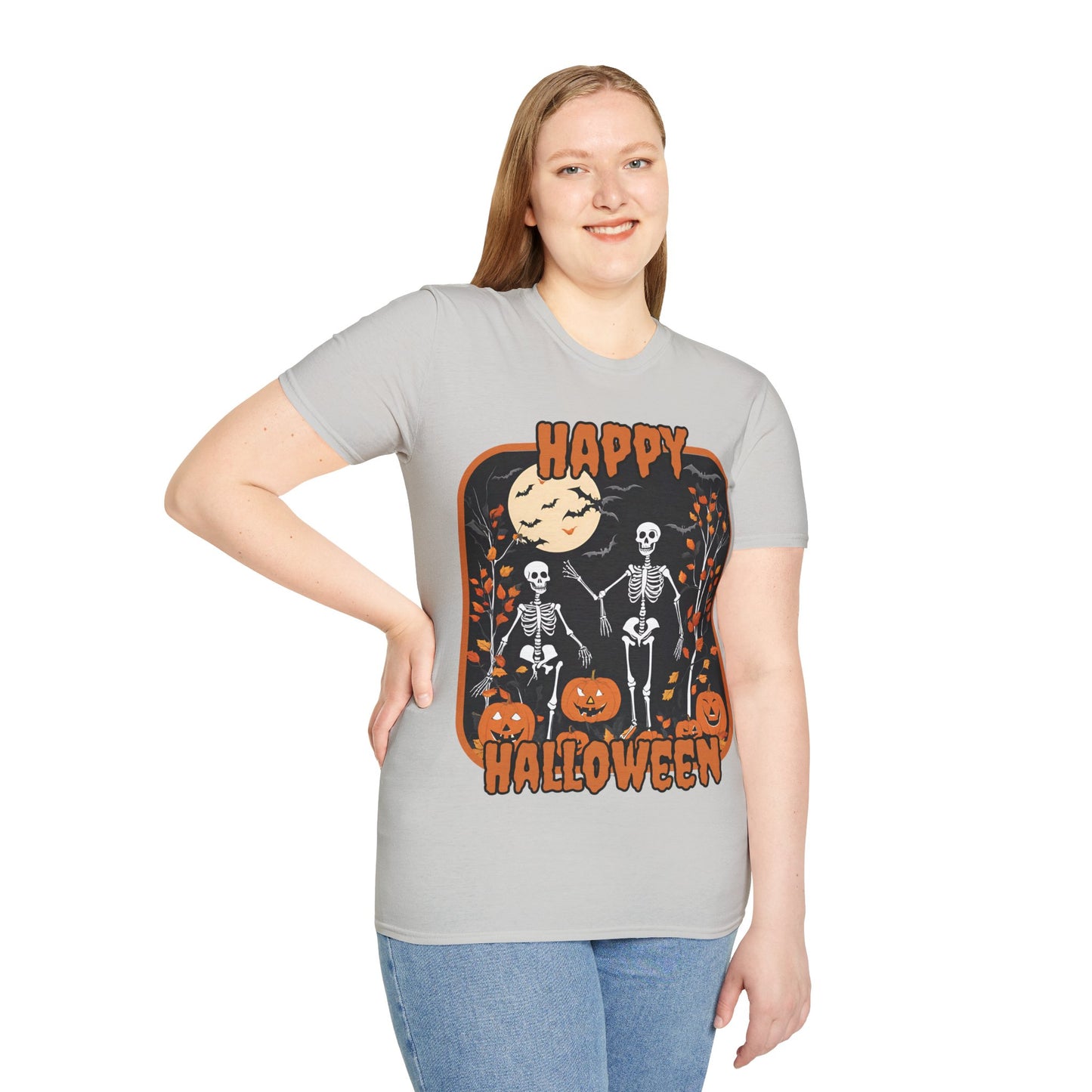 Spooktacular Skeletons of Halloween Light colors Unisex T-shirt by CreepyCrafts.boo