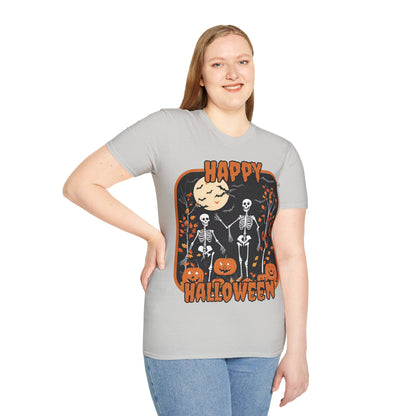 Spooktacular Skeletons of Halloween Light colors Unisex T-shirt by CreepyCrafts.boo