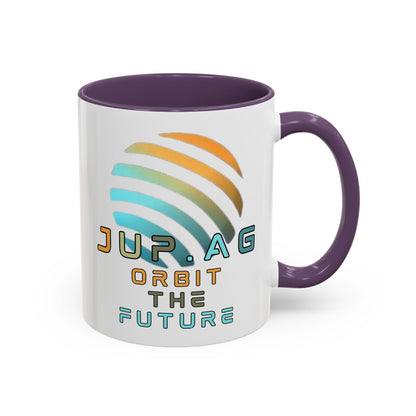 Jupiter (JUP) Orbit the Future White Accent Mug by cypherpunkgear.com