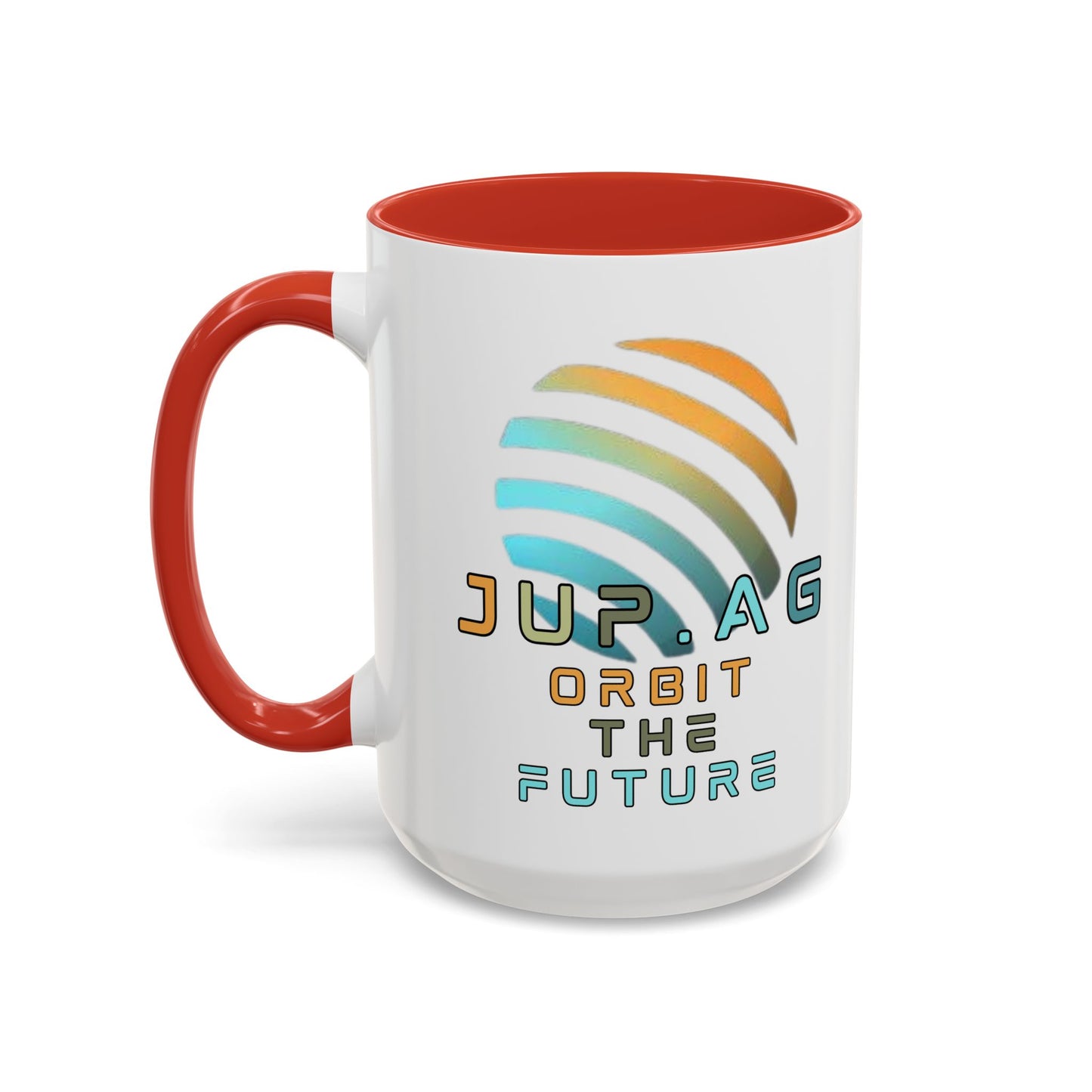 Jupiter (JUP) Orbit the Future White Accent Mug by cypherpunkgear.com