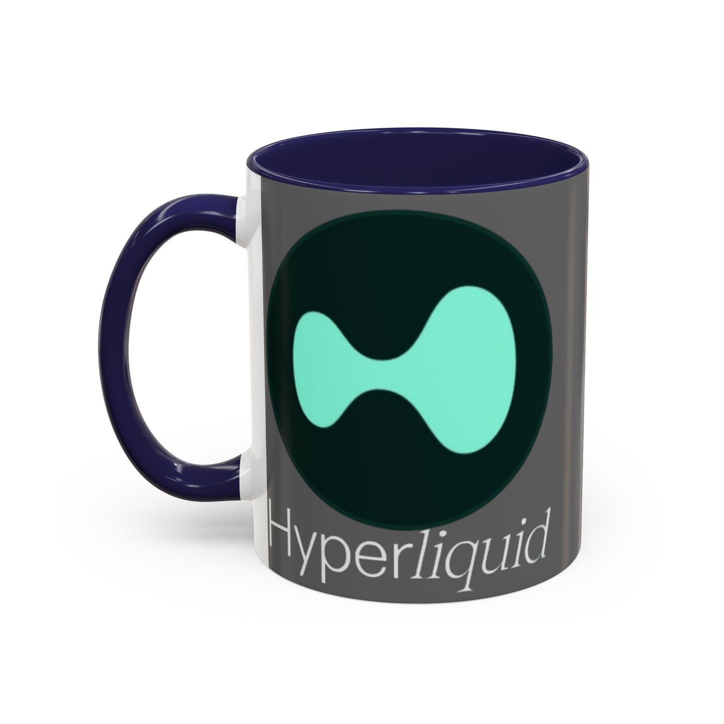 Hyperliquid White font Grey Accent Mug by cypherpunkgear.com