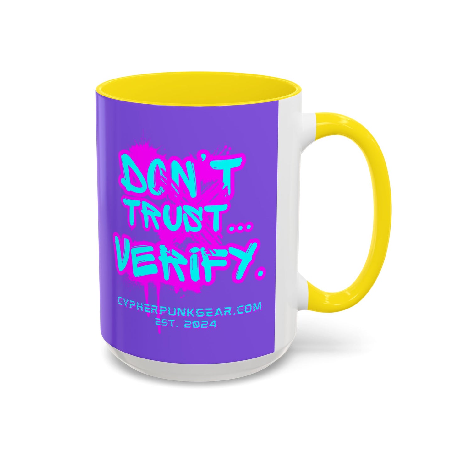 Don't Trust...Verify. Light Purple Accent Mug by cypherpunkgear.com