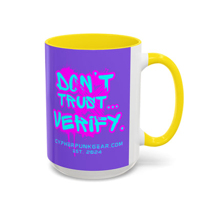 Don't Trust...Verify. Light Purple Accent Mug by cypherpunkgear.com