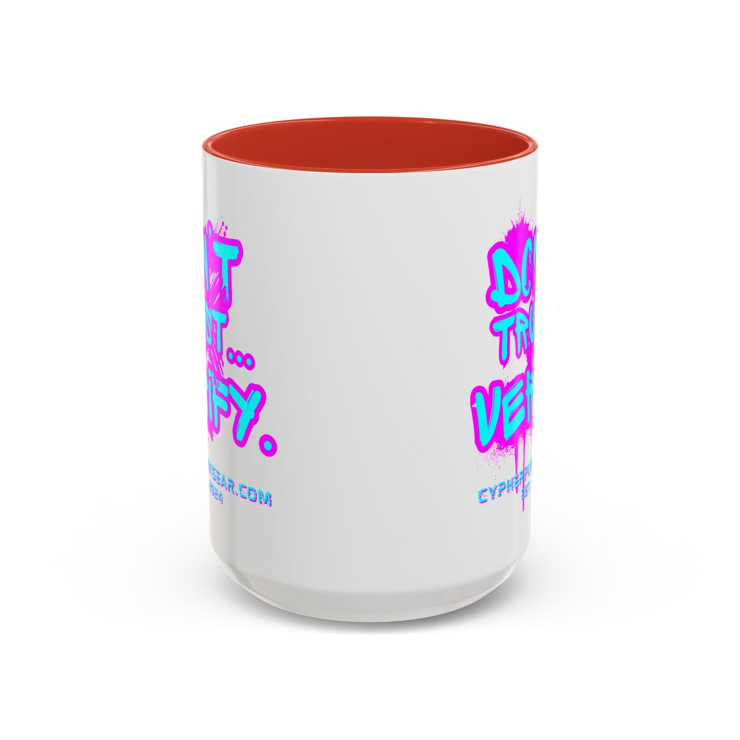 Don't Trust...Verify. White Accent Mug by cypherpunkgear.com