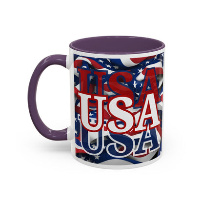 USA White font Center Patriot Accent Mug by cypherpunkgear.com