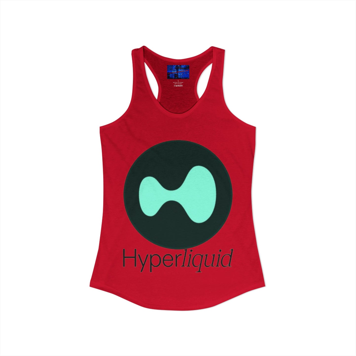 Hyperliquid Black font Women's Racerback Tank Top by cypherpunkgear.com