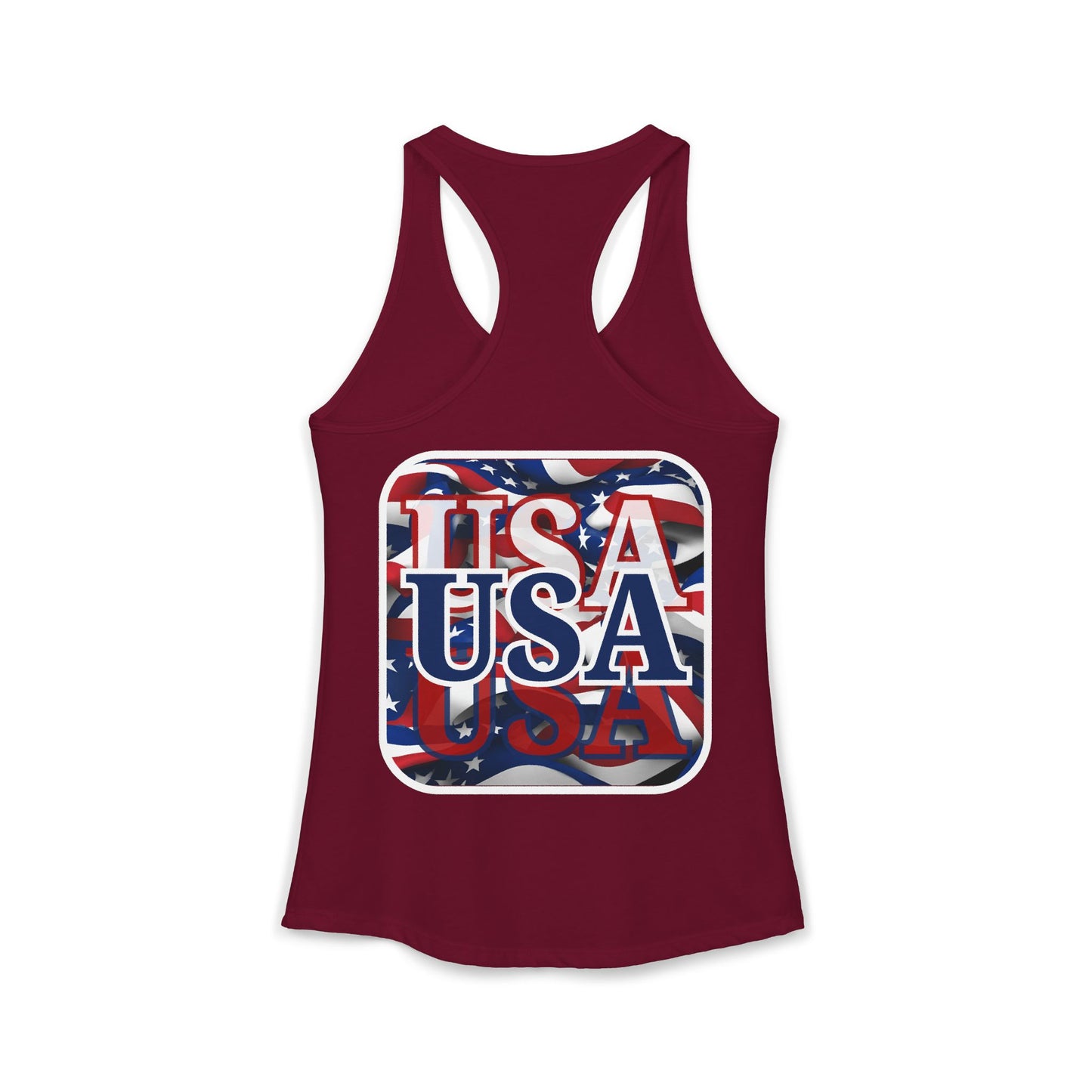 2-sided Red White and BLUE USA Patriot Women's Racerback Tank Top by cypherpunkgear.com