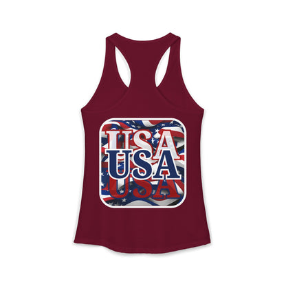 2-sided Red White and BLUE USA Patriot Women's Racerback Tank Top by cypherpunkgear.com