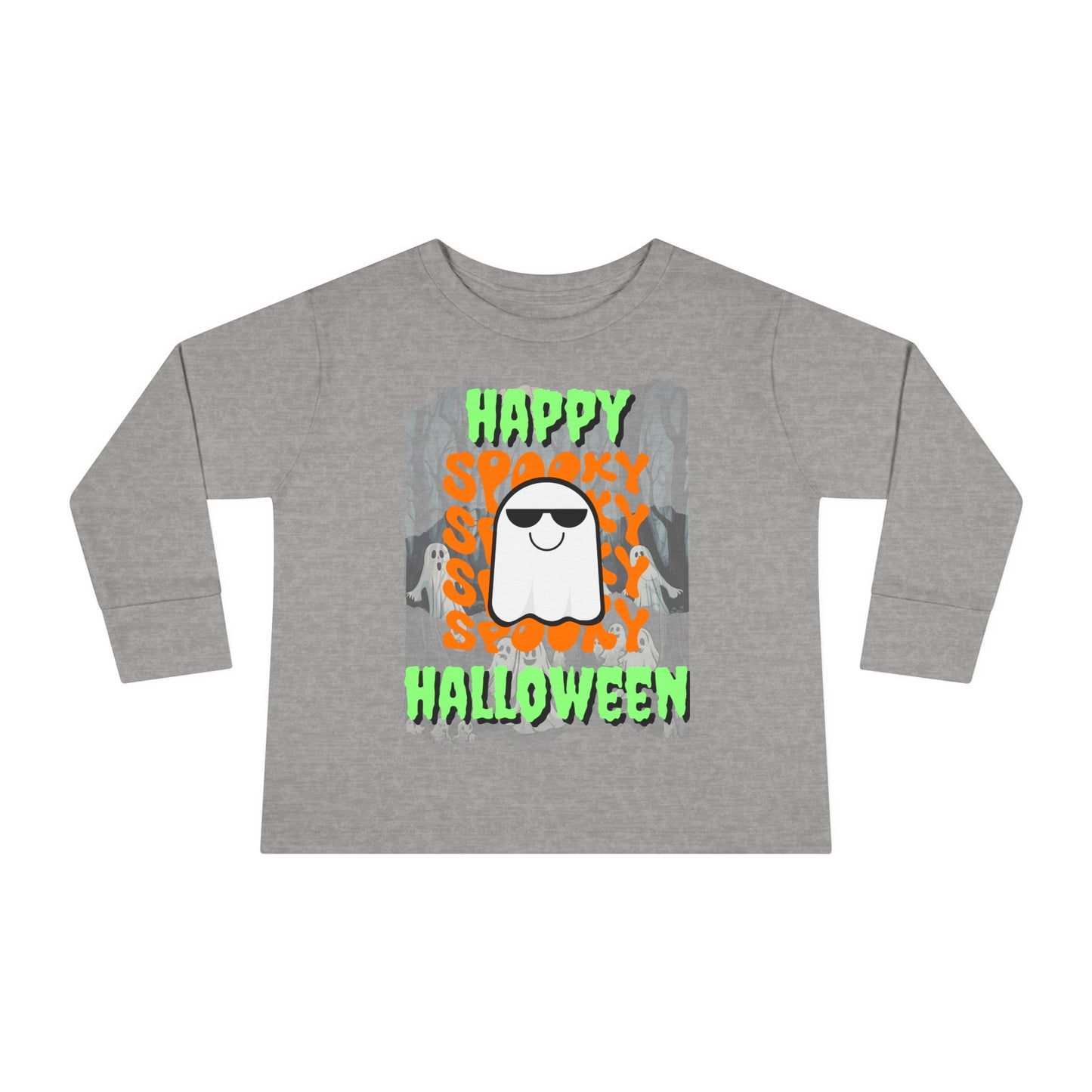 Spooky Happy Halloween Ghost GNfont Toddler Long Sleeve Tee by cypherpunkgear