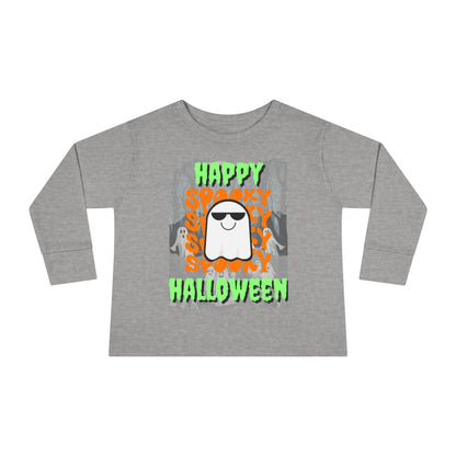 Spooky Happy Halloween Ghost GNfont Toddler Long Sleeve Tee by cypherpunkgear