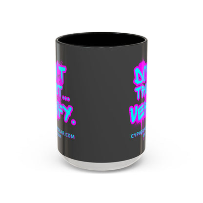 Don't Trust...Verify. Grey Accent Mug by cypherpunkgear.com