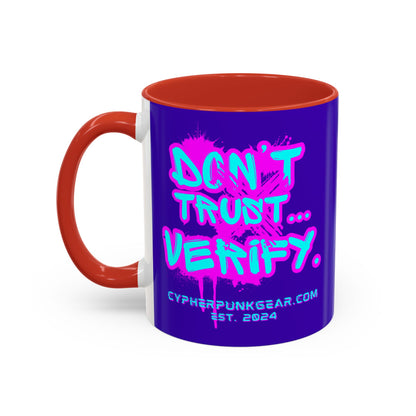 Don't Trust...Verify. Dark Purple Accent Mug by cypherpunkgear.com