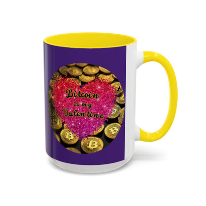 Bitcoin is My Valentine Purple Accent Mug by cypherpunkgear.com