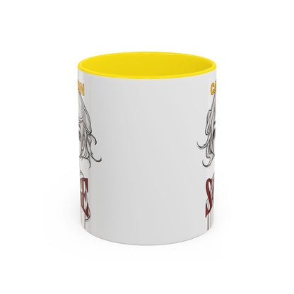 Caution, Savage White Accent Mug by cypherpunkgear.com