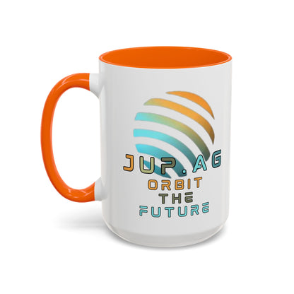 Jupiter (JUP) Orbit the Future White Accent Mug by cypherpunkgear.com