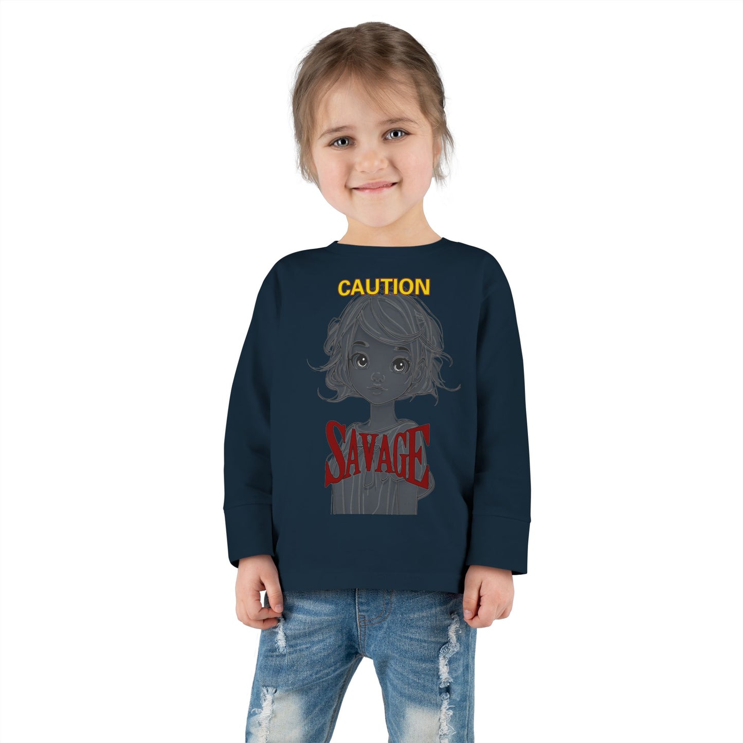 Caution: Tiny but Savage Toddler Long Sleeve Tee by cypherpunkgear.com