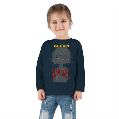 Caution: Tiny but Savage Toddler Long Sleeve Tee by cypherpunkgear.com