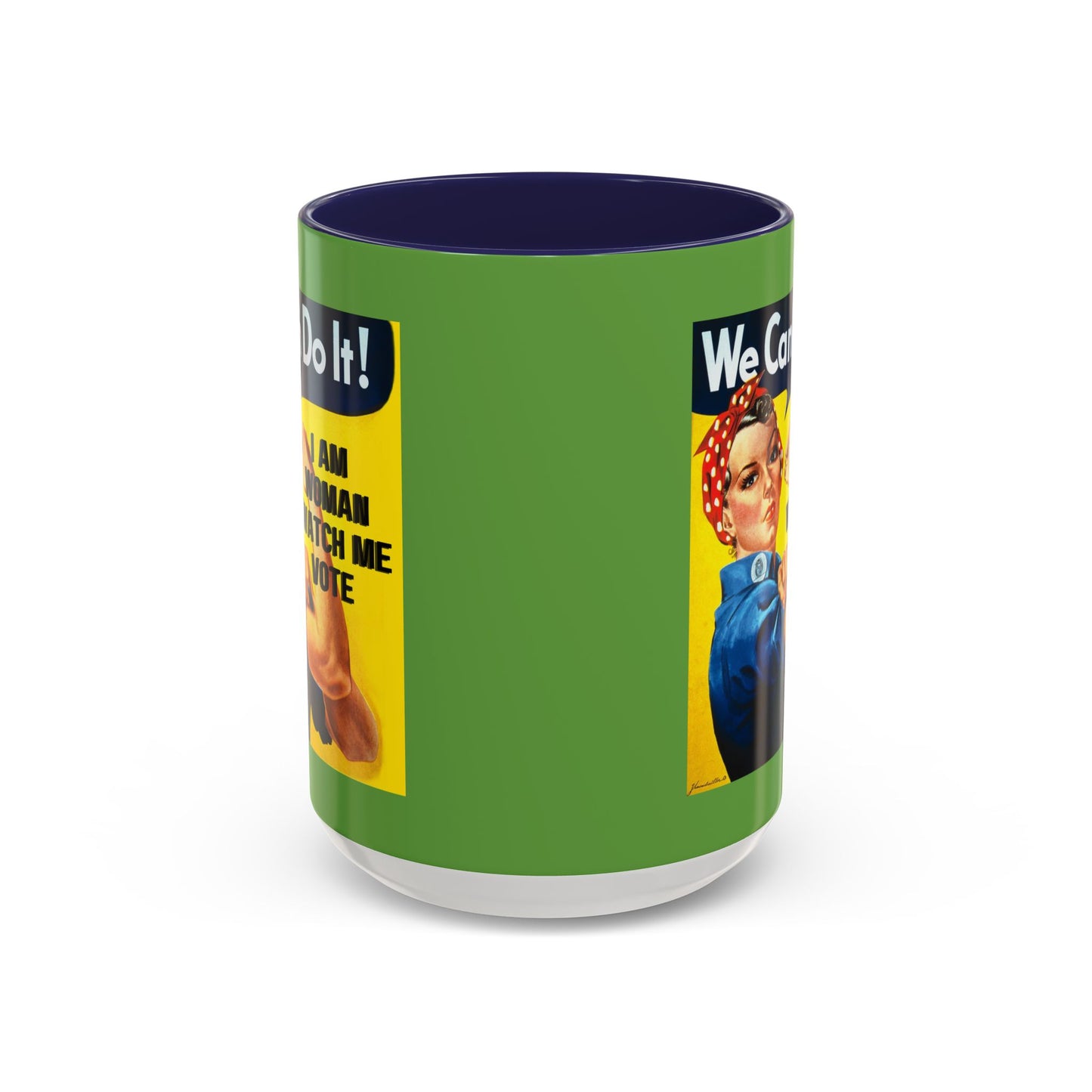 I Am Woman Watch Me Vote Rosie Green Accent Mug by cypherpunkgear.com