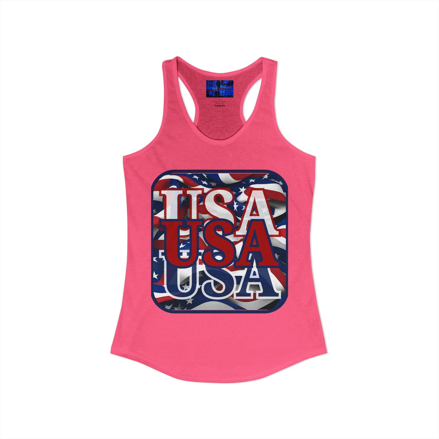 ¡EE.UU! ¡EE.UU! ¡EE.UU! ¡Patriota por cypherpunkgear! Camiseta sin mangas ideal con espalda cruzada para mujer
