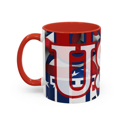 USA! USA! USA WHfont Patriot Accent Mug by cypherpunkgear