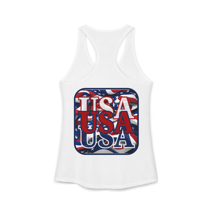 2-sided RED White and Blue USA Patriot Women's Racerback Tank Top by cypherpunkgear.com