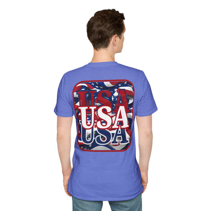 2-sided Red WHITE and Blue USA Patriot Light colors Unisex T-Shirt by cypherpunkgear.com