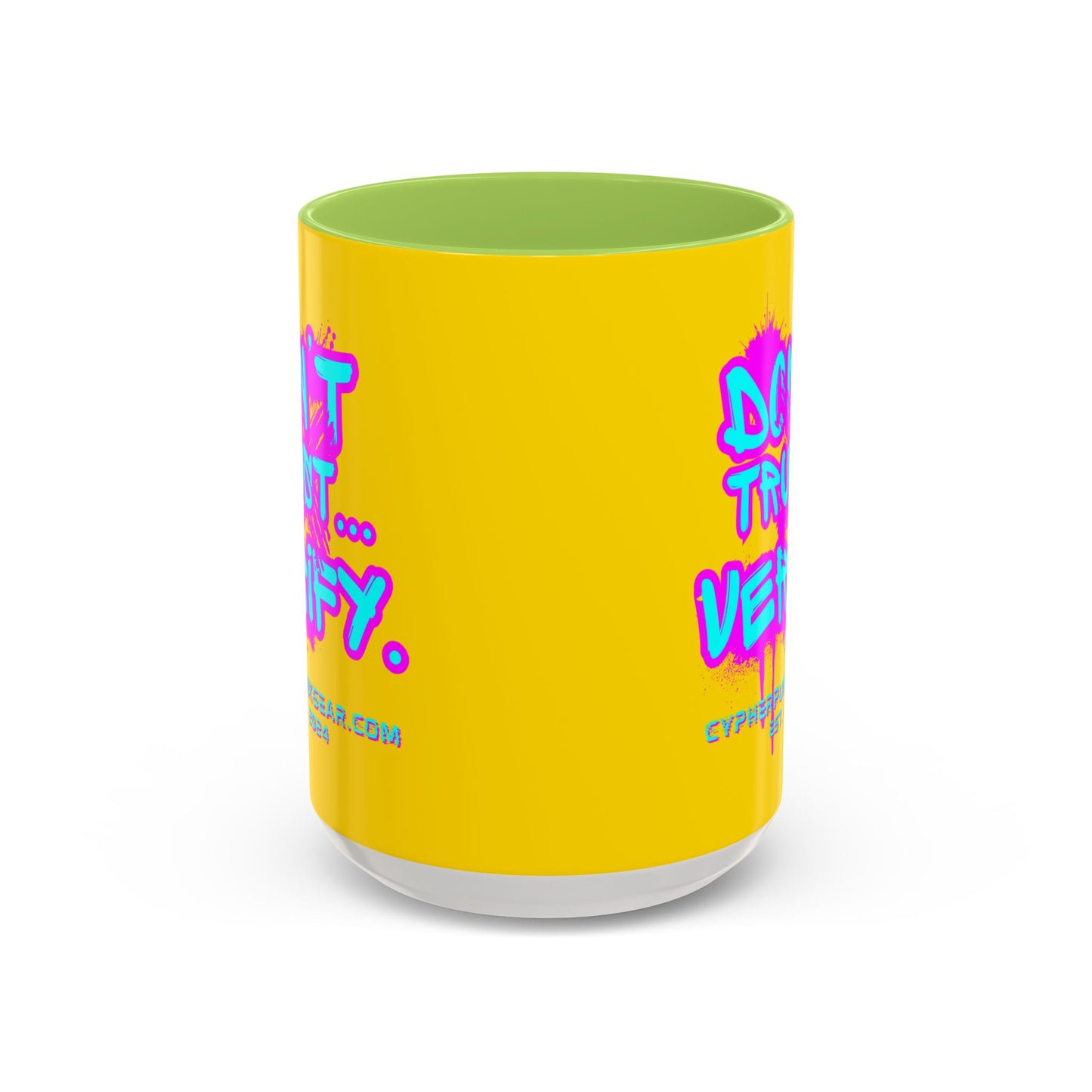 Don't Trust...Verify. Yellow Accent Mug by cypherpunkgear.com