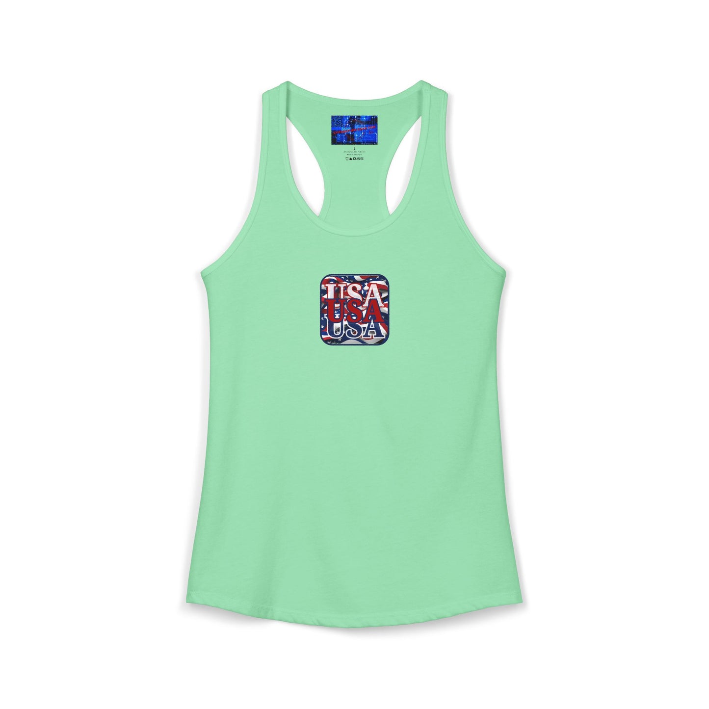 2-sided RED White and Blue USA Patriot Women's Racerback Tank Top by cypherpunkgear.com