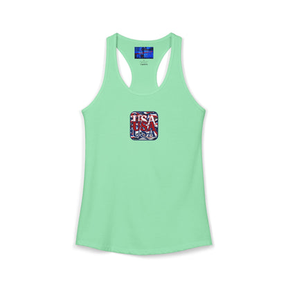 2-sided RED White and Blue USA Patriot Women's Racerback Tank Top by cypherpunkgear.com