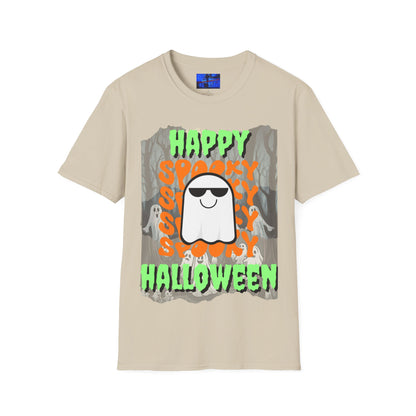 Spooky Happy Halloween Ghost GNfont Unisex T-Shirt by cypherpunkgear