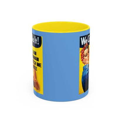 I Am Woman Watch Me Vote Rosie Light Blue Accent Mug by cypherpunkgear.com