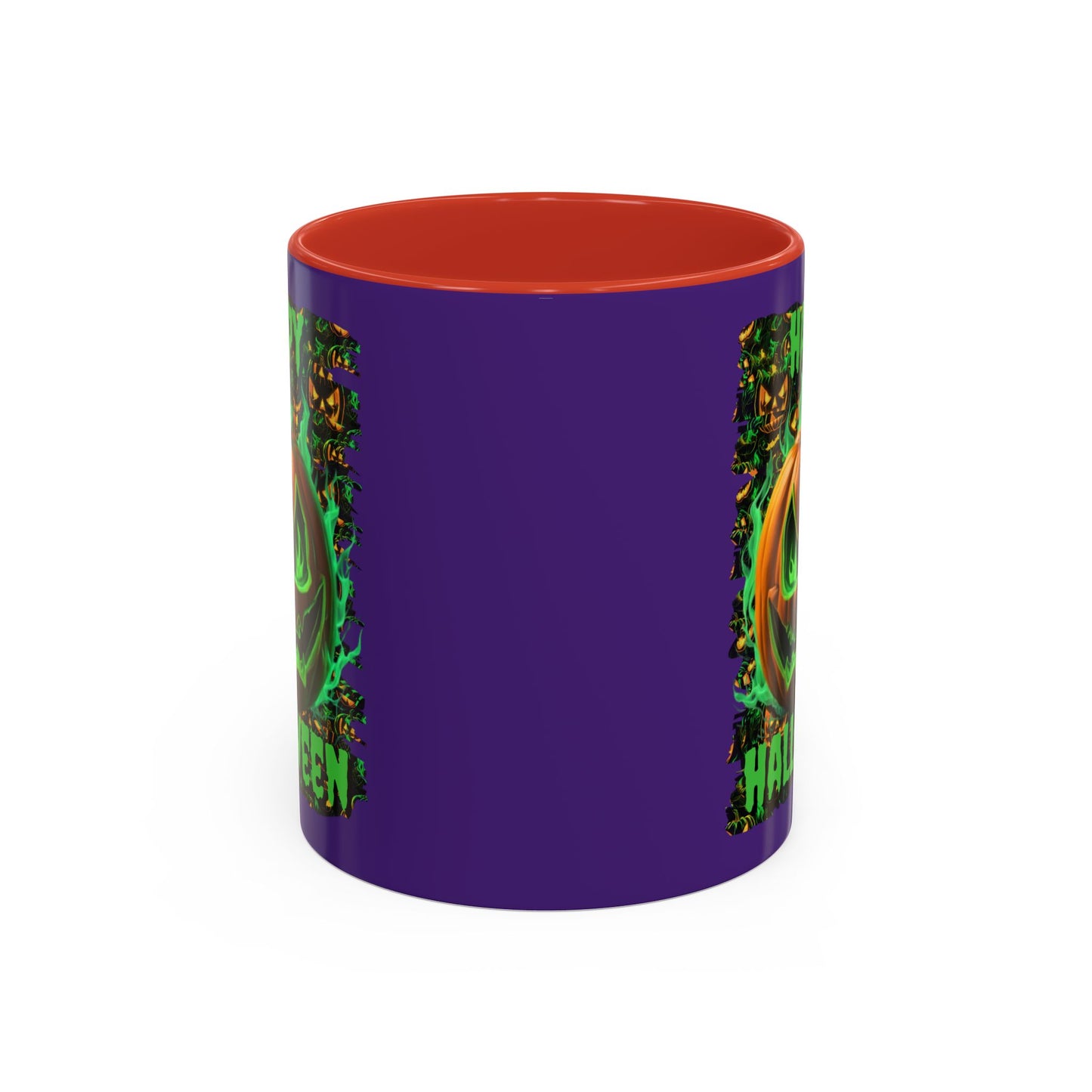 Happy Halloween Green Jack Purple Accent Mug by CreepyCrafts.boo