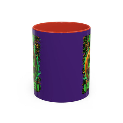 Happy Halloween Green Jack Purple Accent Mug by CreepyCrafts.boo