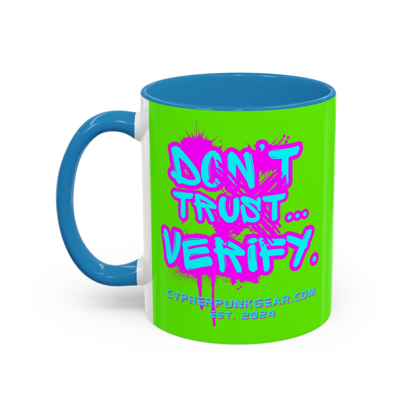 Don't Trust...Verify. Green Accent Mug by cypherpunkgear.com