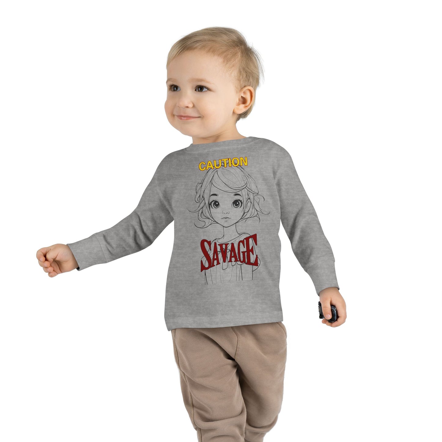 Caution: Tiny but Savage Toddler Long Sleeve Tee by cypherpunkgear.com
