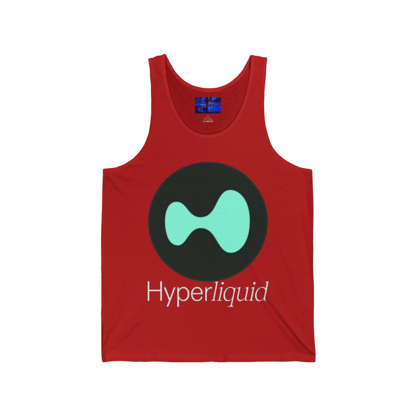 Hyperliquid White font Unisex Jersey Tank Top by cypherpunkgear.com