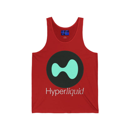 Hyperliquid White font Unisex Jersey Tank Top by cypherpunkgear.com