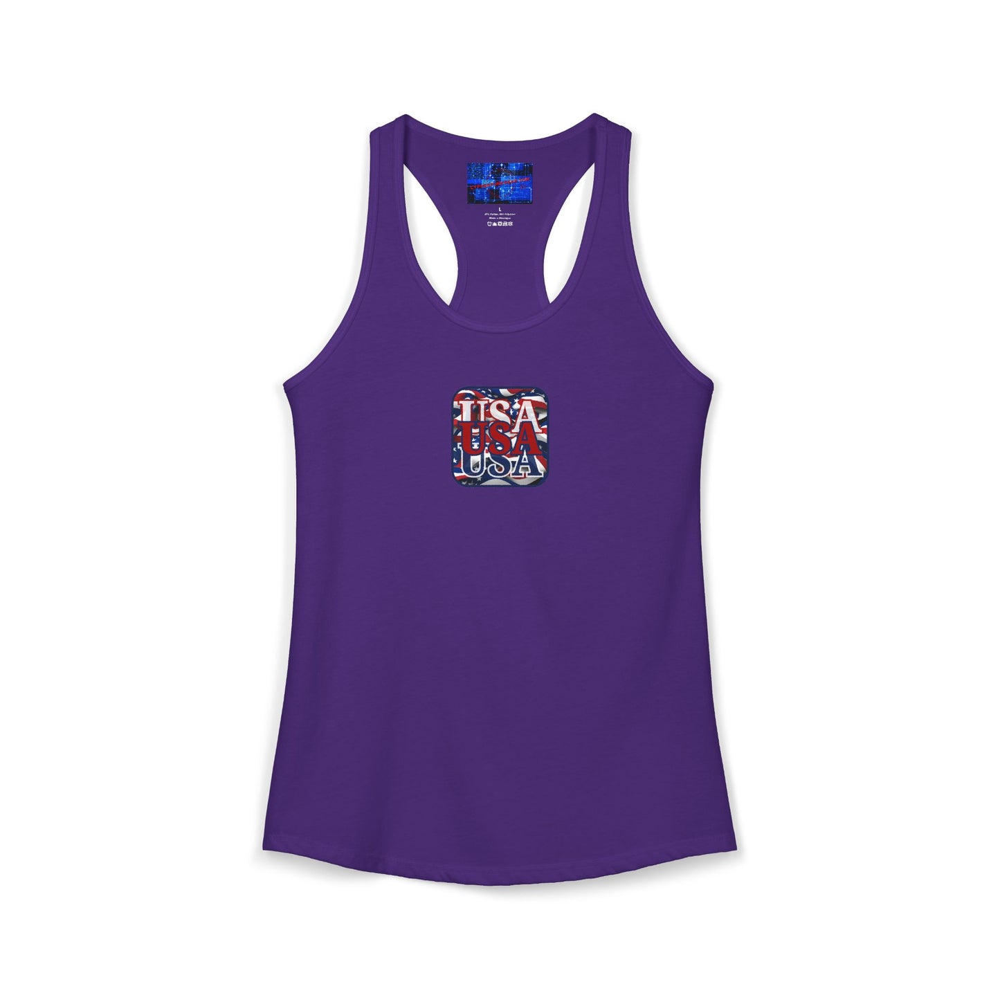 2-sided RED White and Blue USA Patriot Women's Racerback Tank Top by cypherpunkgear.com