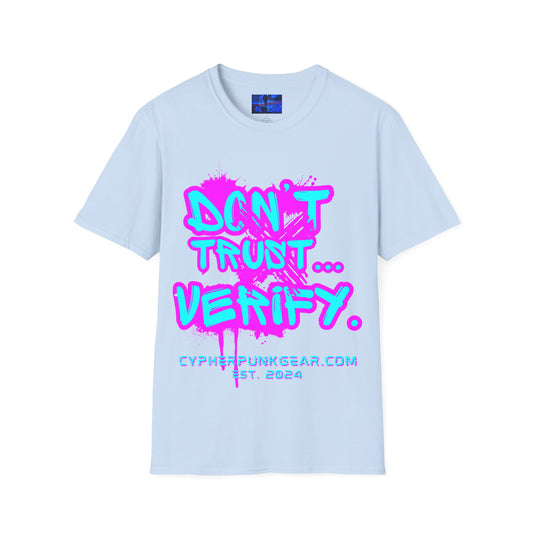 Don't Trust...Verify. Light colors Unisex T-Shirt by cypherpunkgear.com