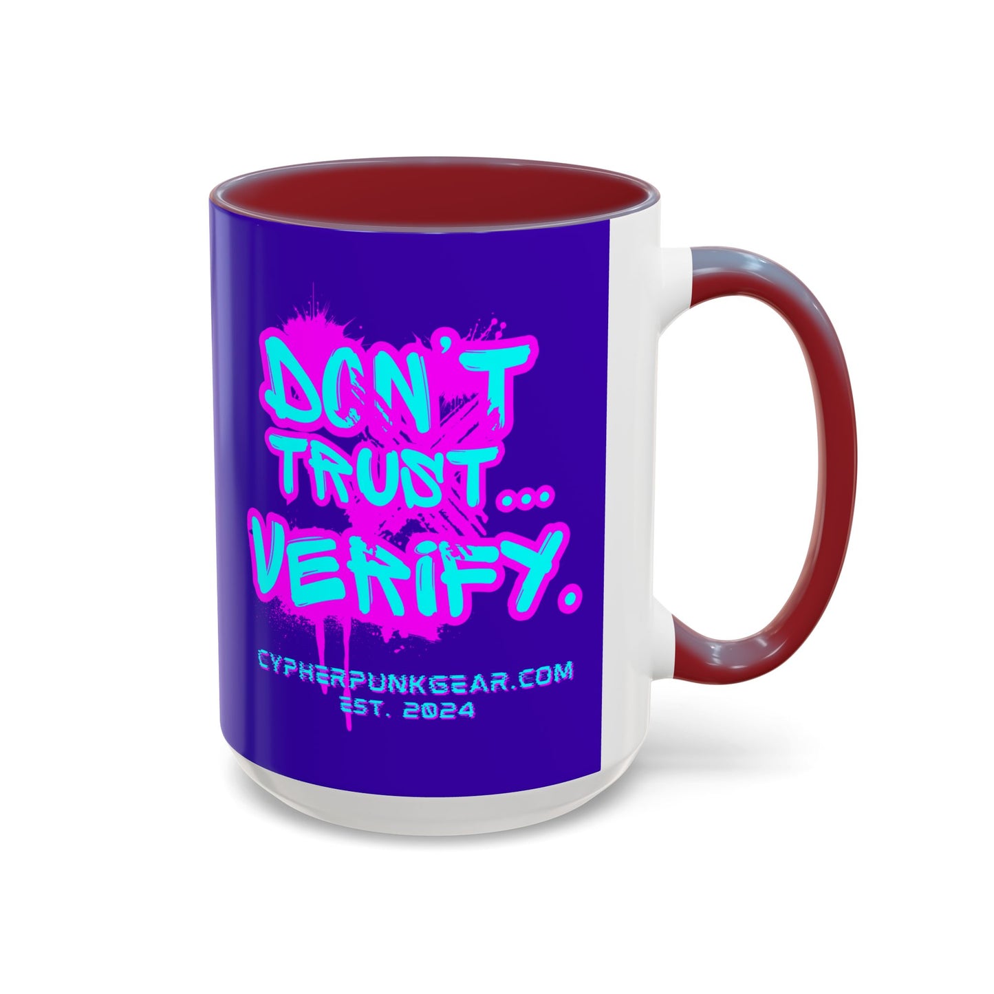 Don't Trust...Verify. Dark Purple Accent Mug by cypherpunkgear.com