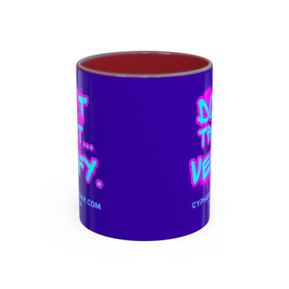 Don't Trust...Verify. Dark Purple Accent Mug by cypherpunkgear.com