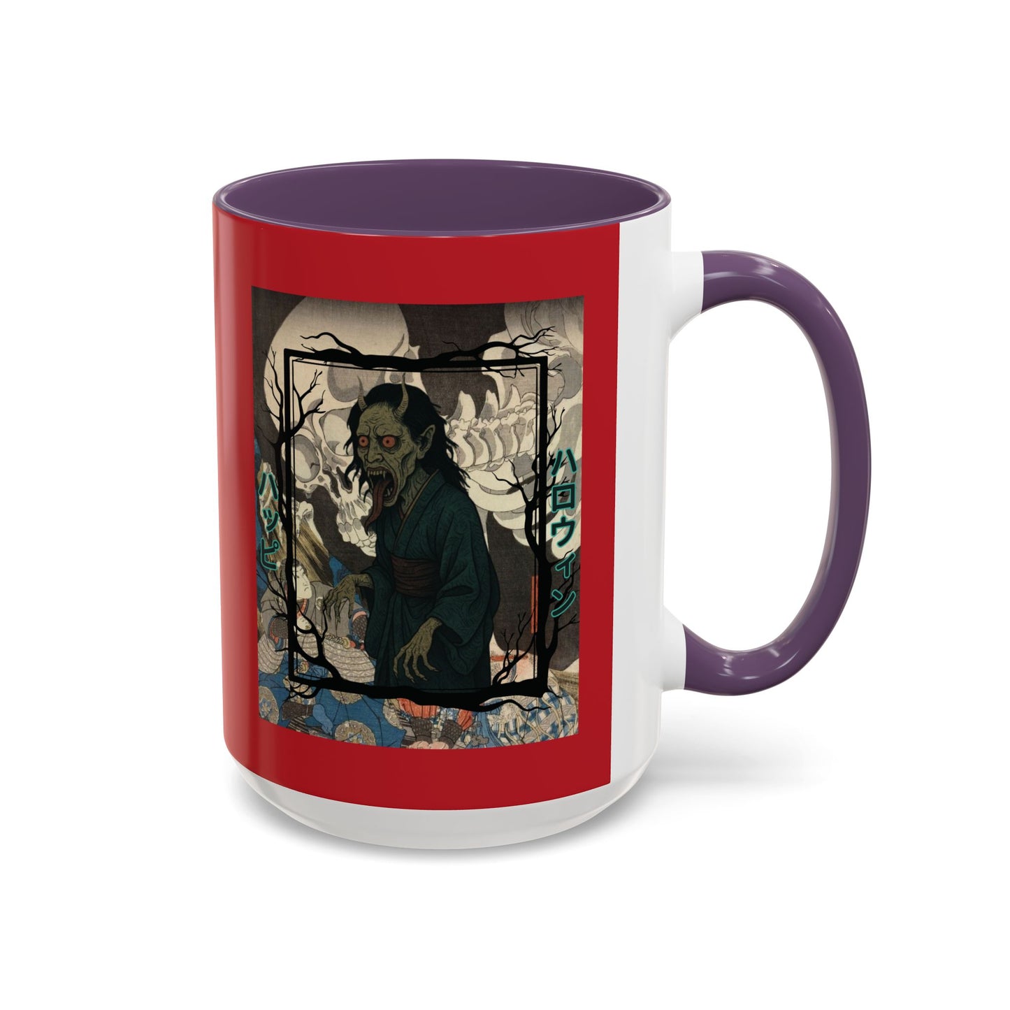 Yōkai Happy Halloween Red Accent Mug by CreepyCrafts.boo