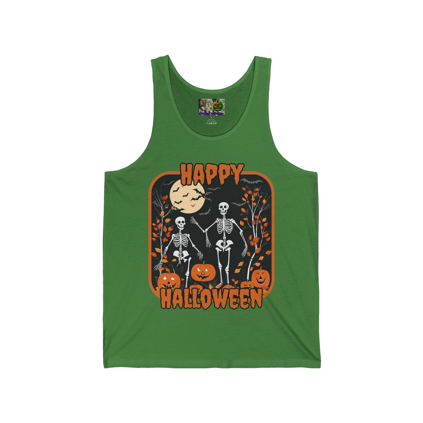 Spooktacular Skeletons of Halloween Unisex Jersey Tank Top by CreepyCrafts.boo