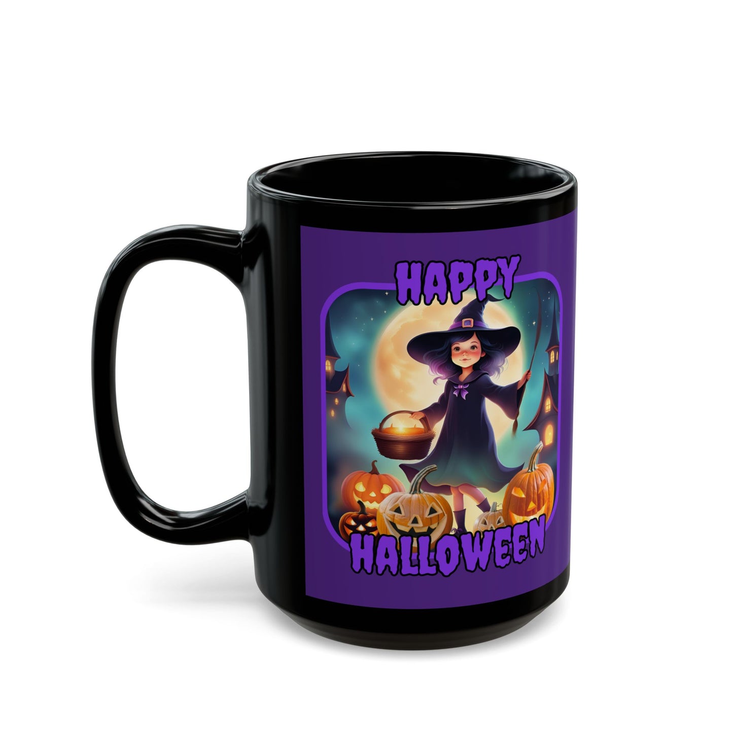 Happy Halloween Little Witch Purple font Purple Mug by CreepyCrafts.boo